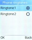 Highlight the required ring tones to hear them.
