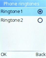 Highlight the required ring tones to hear them.