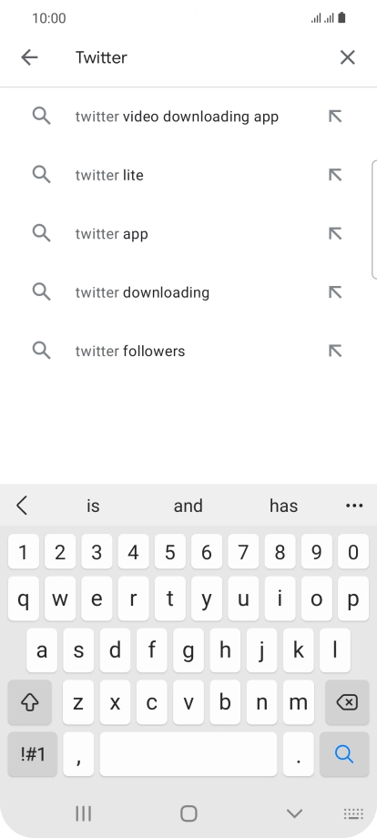 Key in Twitter and press the search icon.