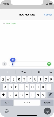 Press the microphone icon to end dictation.