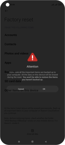 Press OK. Wait a moment while the factory default settings are restored. Follow the instructions on the screen to set up your phone and prepare it for use. Press OK. Wait a moment while the factory default settings are restored. Follow the instructions on the screen to set up your phone and prepare it for use.