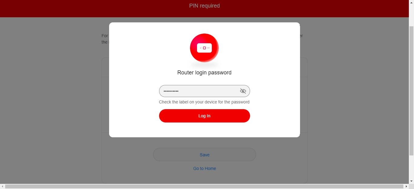 Key the password for your router and click Log In.