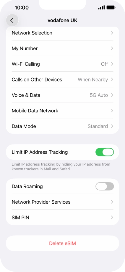 Press Delete eSIM and follow the instructions on the screen to delete your eSIM.
