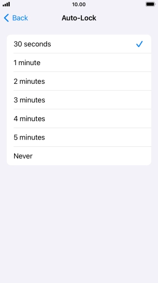 Press the required setting.