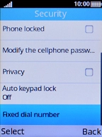 Select Fixed dial number. Select Fixed dial number.