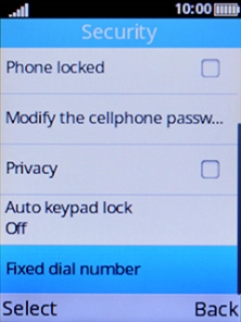 Select Fixed dial number. Select Fixed dial number.