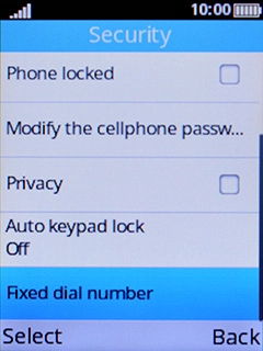 Select Fixed dial number. Select Fixed dial number.