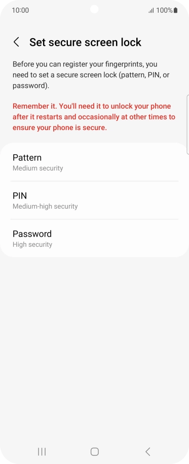 Press the required phone lock code and follow the instructions on the screen to create an additional phone lock code.