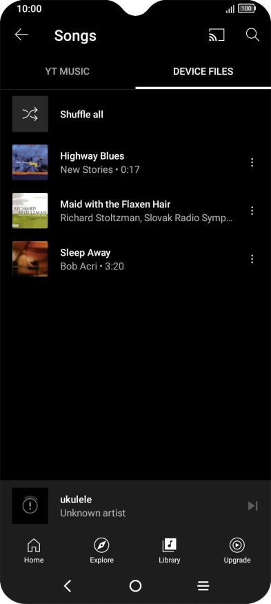 Press the required audio file.