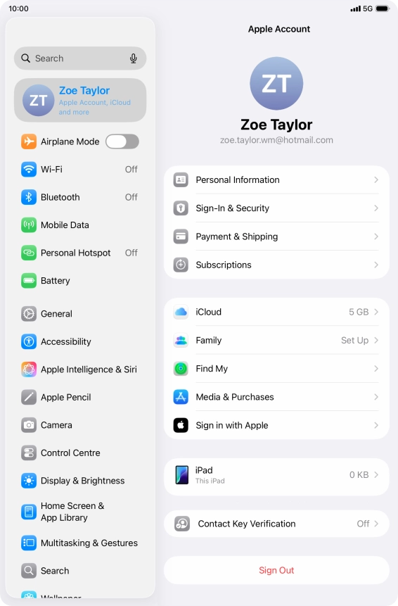 Press iCloud.