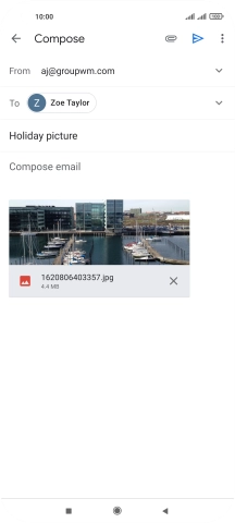 Press the text input field and write the text for your email message.