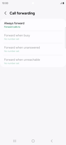 Press the required divert type. Press the required divert type.