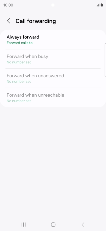 Press the required divert type. Press the required divert type.