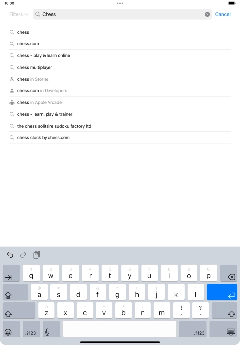 Key in the name or subject of the required app and press enter.