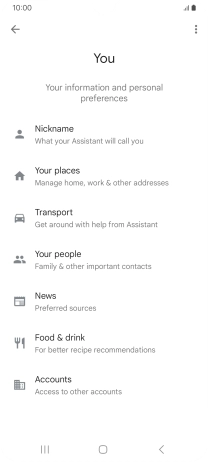 Press Nickname and follow the instructions on the screen to select phone owner settings.