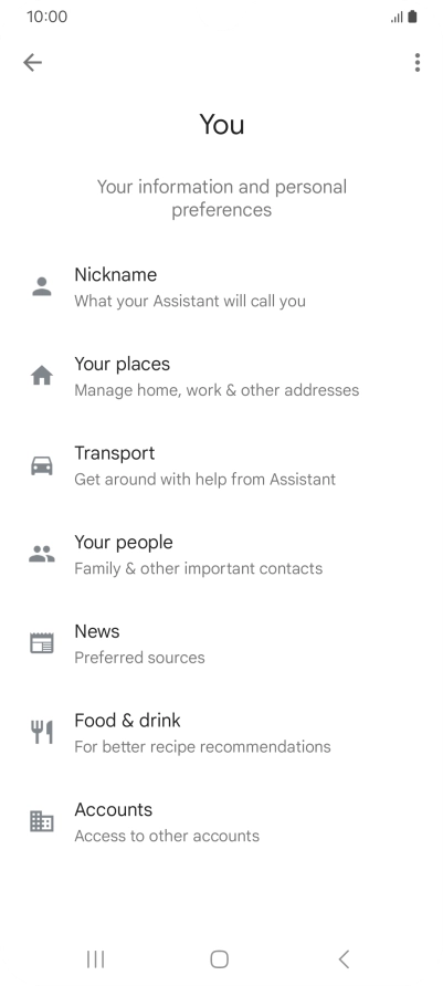 Press Nickname and follow the instructions on the screen to select phone owner settings.