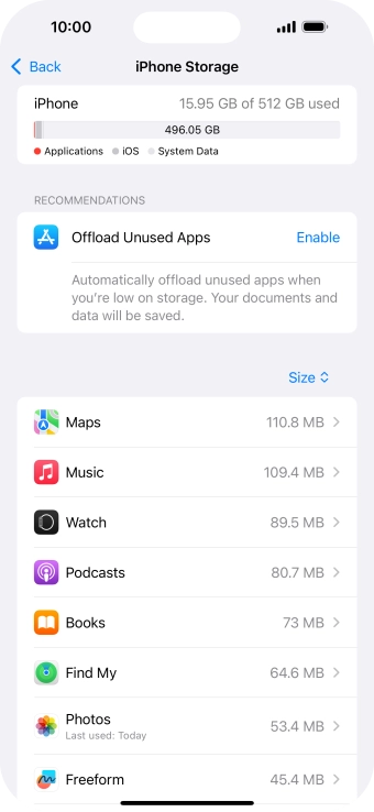 Press the required app.