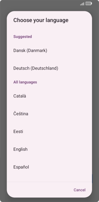 Press the required language.
