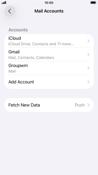 Press the name of the email account you've just set up.