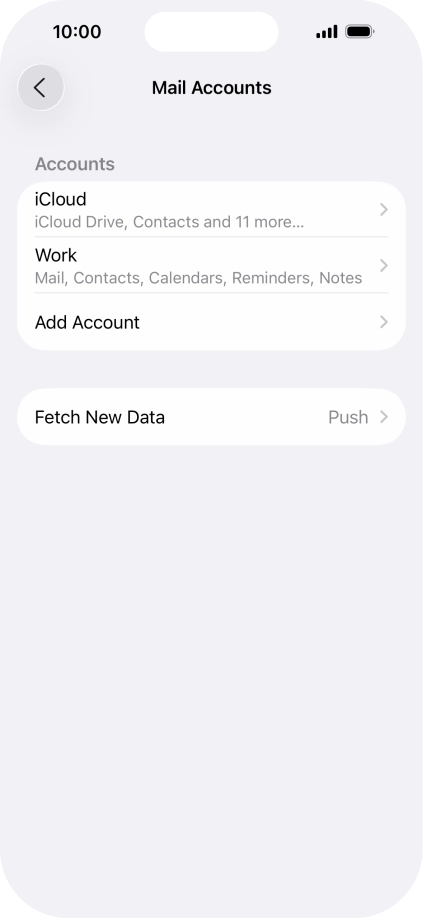 Press the name of the Exchange email account you've just set up.