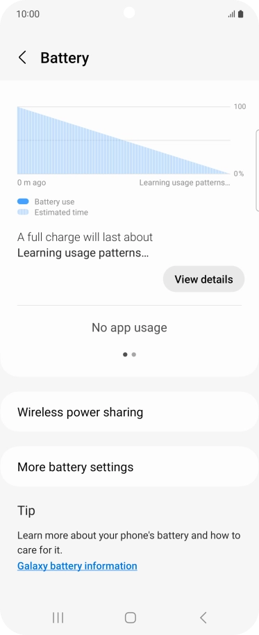 Press More battery settings. Press More battery settings.