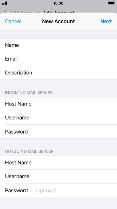 Press Password and key in the password for your email account.