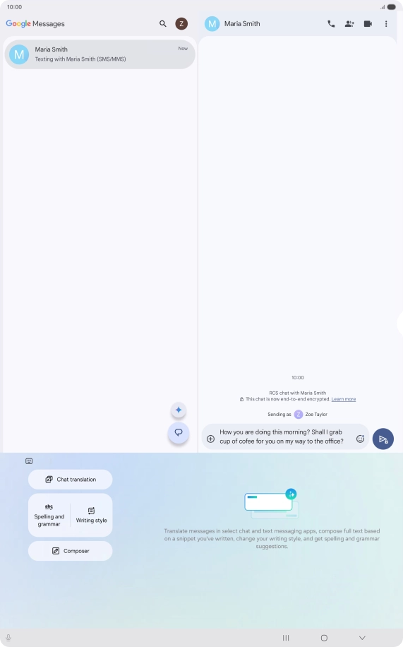 To check your text for grammatical and spelling errors, press Spelling and grammar and follow the instructions on the screen to use the function. To check your text for grammatical and spelling errors, press Spelling and grammar and follow the instructions on the screen to use the function.