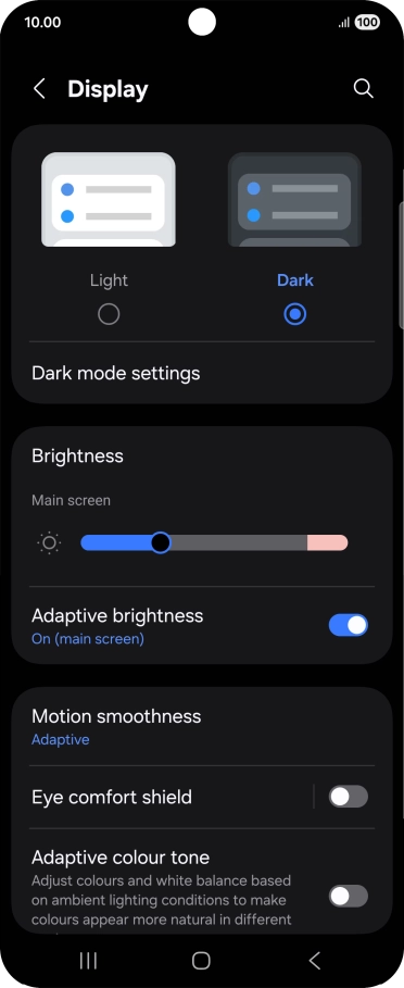 Press Dark mode settings. Press Dark mode settings.