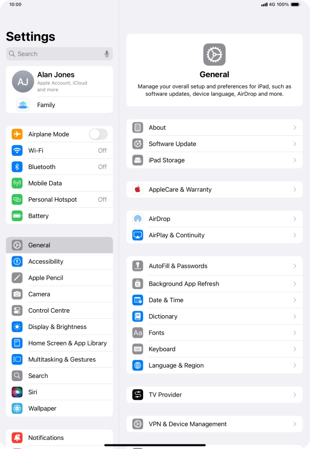 Press Mobile Data.
