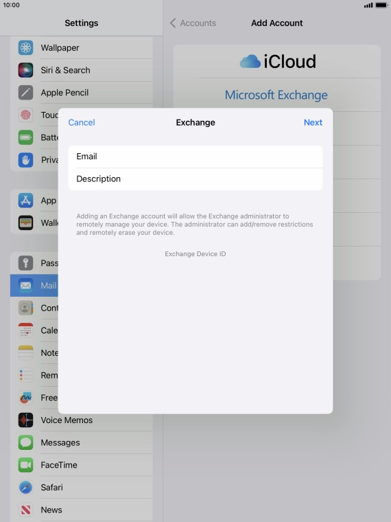 Press Description and key in the required name.