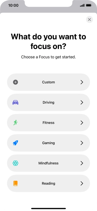 Press the required focus mode and follow the instructions on the screen to add the selected focus mode.
