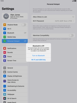 If Wi-Fi is turned on, press Wi-Fi and USB Only.