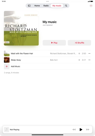 Go to the required category or playlist and press the required audio file.