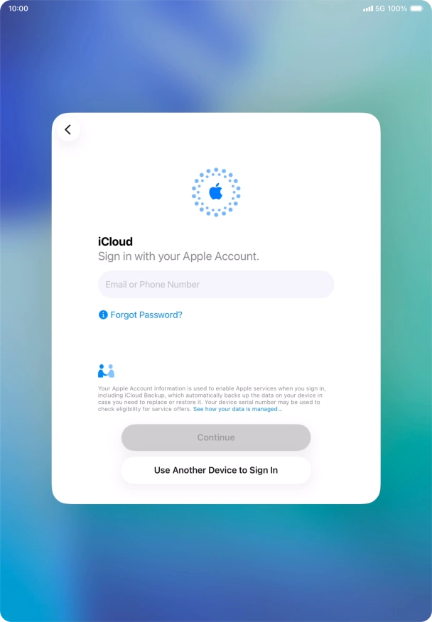 Press Email or Phone Number and key in the username for your Apple Account. Press Email or Phone Number and key in the username for your Apple Account.