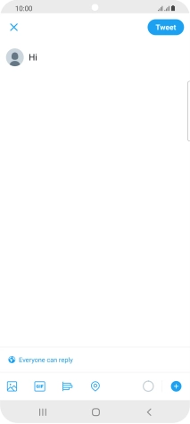 Write the required text and press Tweet. Write the required text and press Tweet.