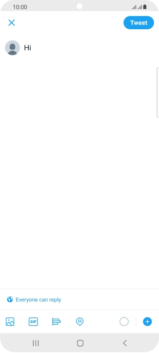 Write the required text and press Tweet. Write the required text and press Tweet.