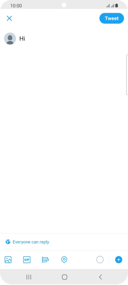 Write the required text and press Tweet. Write the required text and press Tweet.