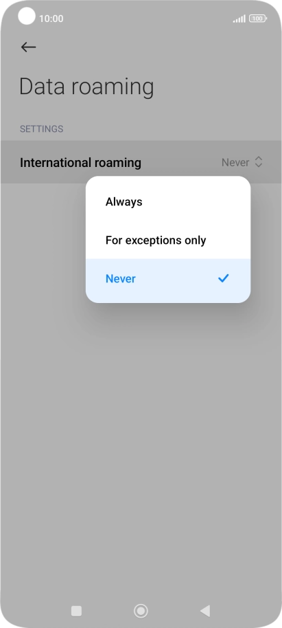 Press the required setting to turn the function on or off. Press the required setting to turn the function on or off.