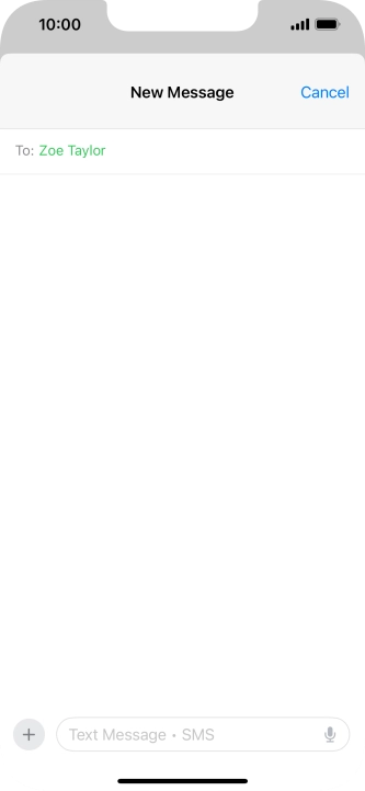 Press the text input field and write the text for your text message. Press the text input field and write the text for your text message.