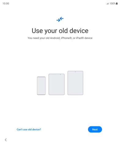 Press Can't use old device?. Press Can't use old device?.