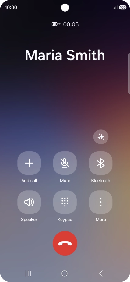 Press the end call icon. Press the end call icon.