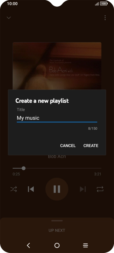 Key in the required name for the playlist and press the confirm icon.