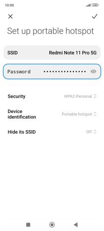 Press SSID and key in the required name for the Wi-Fi hotspot.