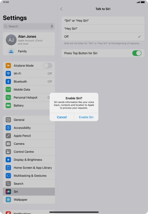 Press Enable Siri. Press Enable Siri.