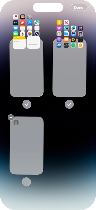 Press the delete icon next to the required home screen page.