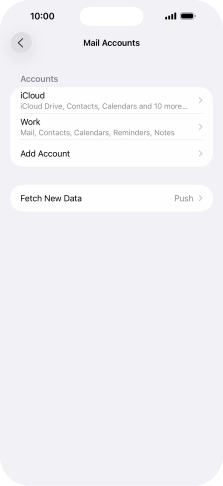 Press the name of the Exchange email account you've just set up.