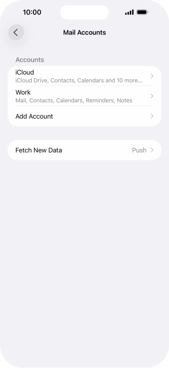Press the name of the Exchange email account you've just set up.