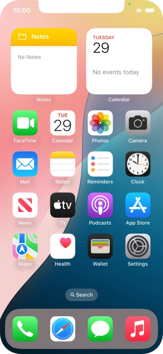 The flight mode icon shows that flight mode is turned on.