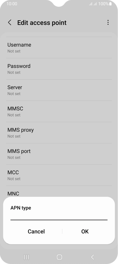 Key in default and press OK.