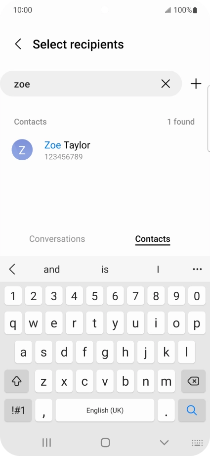 Press the required contact. Press the required contact.